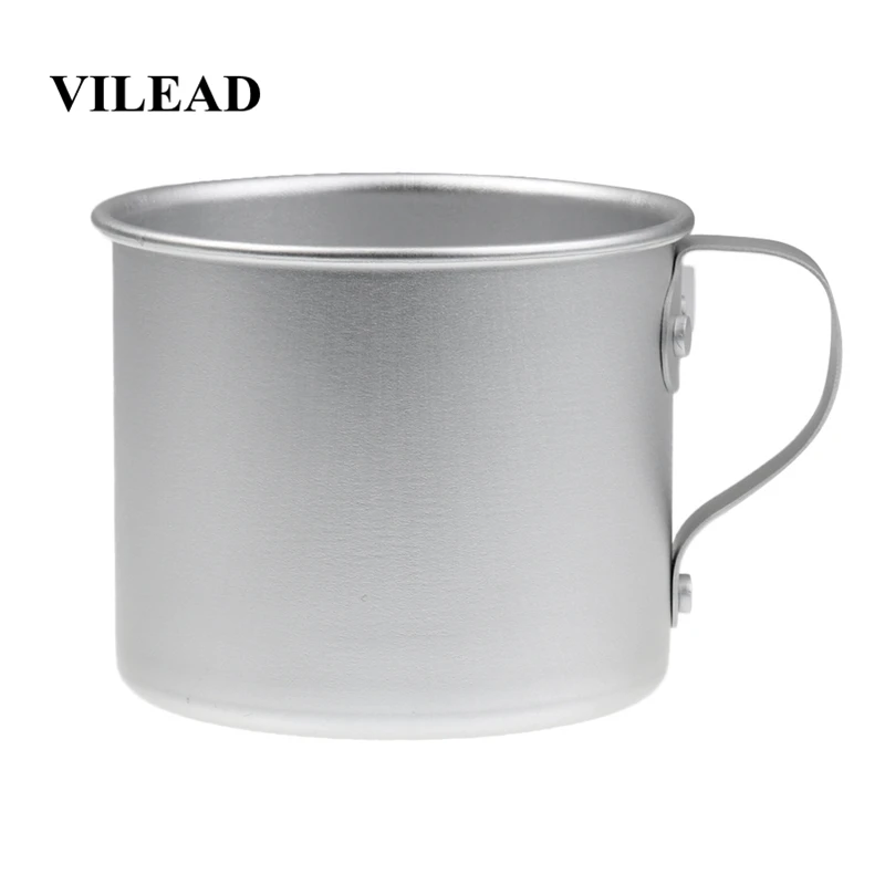 

VILEAD 2 Pieces Aluminum Water Cup Mug with Lid Handle Folding Spork for Outdoor Camping Hiking Picnic Backpacking Ultralight
