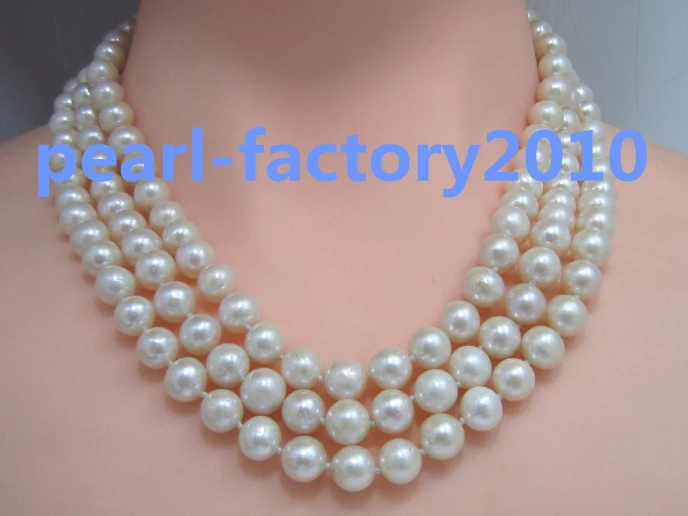 

round 50" 8-9 MM SOUTH SEA NATURAL White PEARL NECKLACE 14KGOLDCLASP