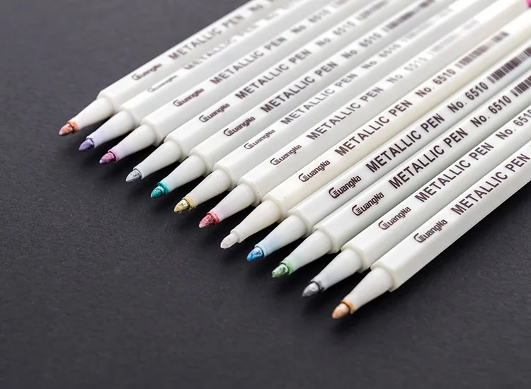 15 цветов/набор металлическая Микрон ручка детальная маркировка цветной металлический маркер для альбома черная бумага для рисования школьные товары для рукоделия