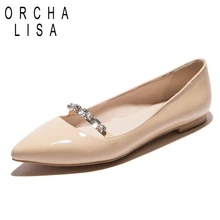 ORCHA LISA/Женская обувь балетки мужские узконосые свадебные туфли на плоской подошве; повседневная обувь с острым носком Для женщин свадебные туфли без каблуков "Принцесса" Большие размеры с украшением в виде кристаллов Горячая C418