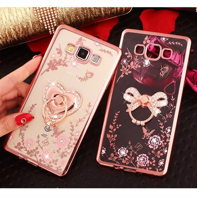 

Dower Me Bling Secret Garden Flowers Case Cover With Diamond Ring Grip For Samsung Galaxy Note 9 8 5 4 3 S9/8/7/6 Edge Plus S5/4