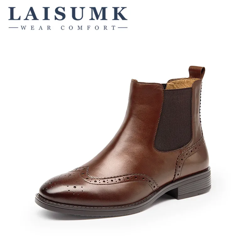 

2020 LAISUMK Genuine Leather Martin Boots Spring Autumn Single Boots Bare Shoes