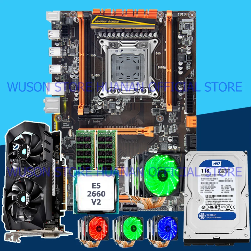 Игровая материнская плата HUANANZHI X79 Deluxe комплект для компьютера с M.2 слотом ЦП Xeon E5