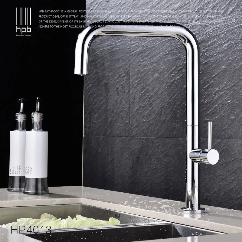 

HPB Copper Deck Mounted Kitchen Faucet Sink Mixer Tap Cold Hot Water taps robinet de cuisine Chrome Swivel Spout HP4013