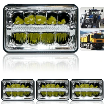 

4"x6" inch 15 LED Headlights Chrome LED Light Bulb Crystal Clear Sealed HeadLamp for Kenworth T800 T400