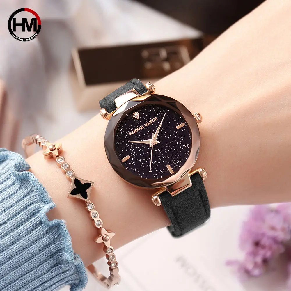 Для женщин кварцевые часы с Diamond Dial Звездная печати элегантность наручные