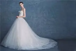 Мода 2017 Новый Бальное платье Без Бретелек длина Пола Ватто поезд Кружева тюль свадебное платье 2017
