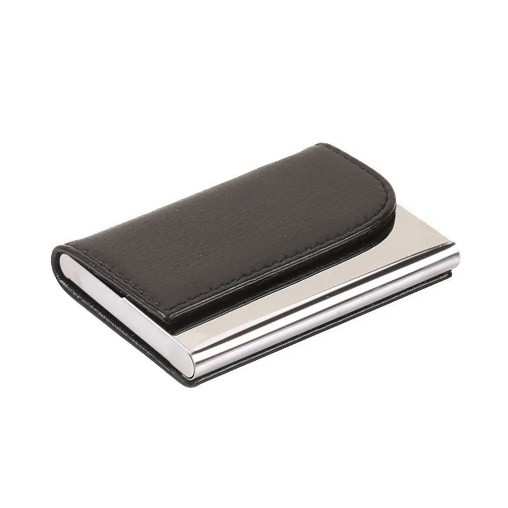 

Stainless Steel High Quality Business Card Case Leather Men Luxury Brand ID Credit Card Visiting Cards Holder Wallet
