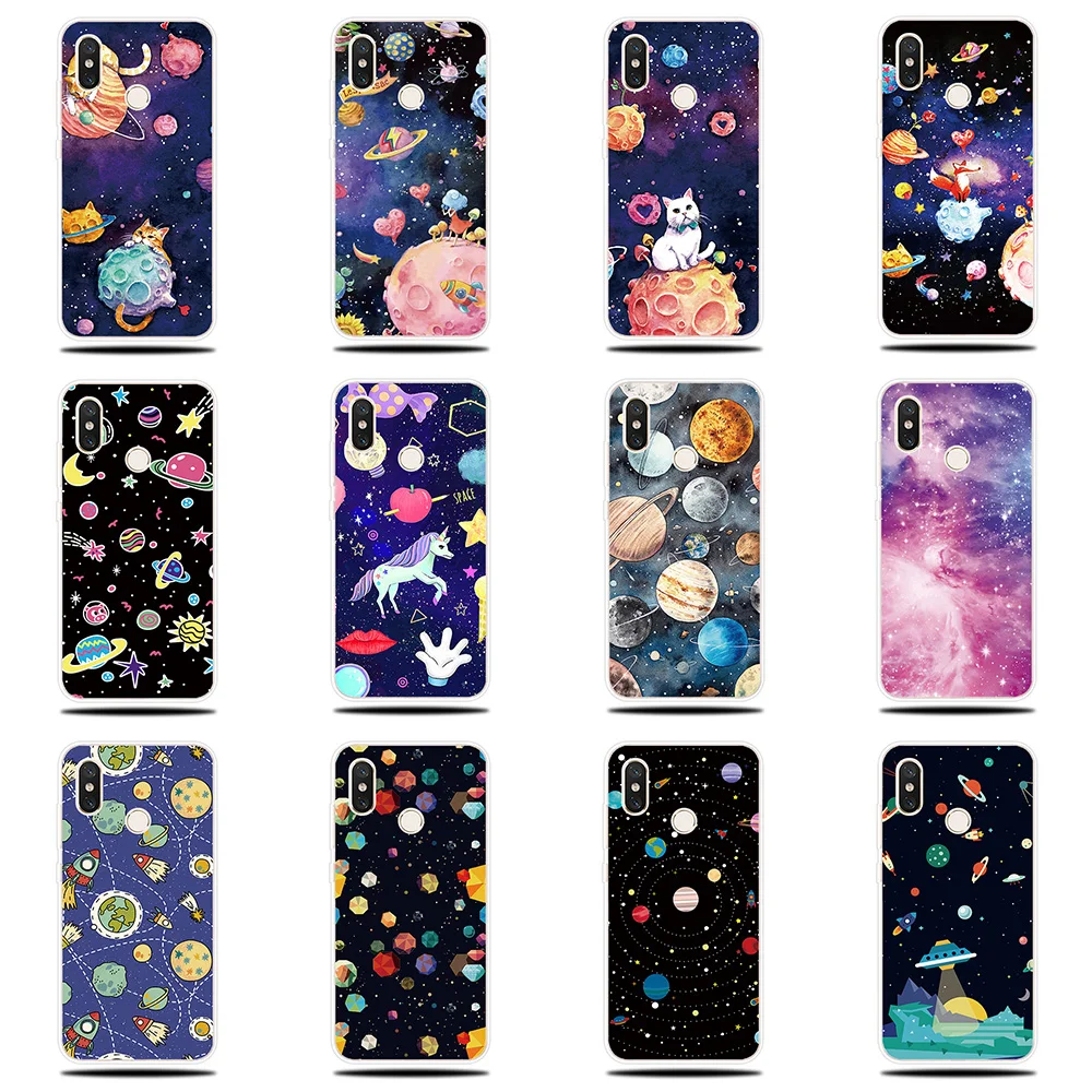Space Fantasy Patterned Silicone Case For Xiaomi Mi 5X A1 A2 6 6X Note 3 8 9 SE Lite Pro Mix 2 S Pocophone F1 Cover |