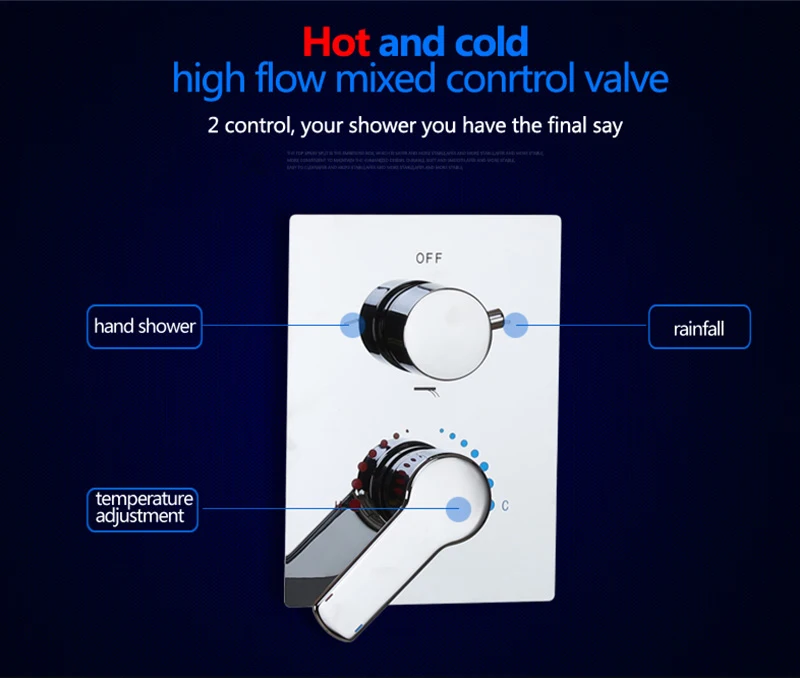 Bathroom  LED Shower Set 20 Embedded Box Ceiling Rain Shower Sets Rainfall 3 Jets Concealed SUS304 Panel Bath & Shower Faucets (10)