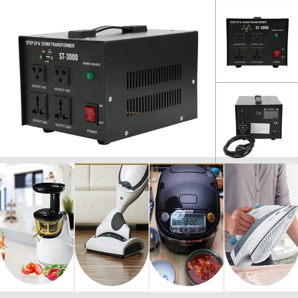 

Durable Voltage Transformer 3000W Step Up Down Transformer With USB Port ST-3000W Voltage Power Converter EU Plug