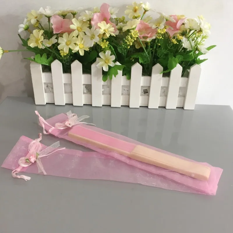 

Free shipping 100pcs/lot pink color organza pouch gift bag for 21-23cm size hand fans with drawstring & decorative flower tie