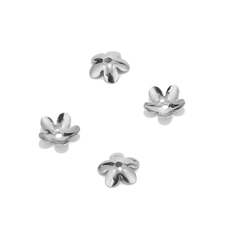 

50PCS/lot Dull Silver Tone Stainless Steel Flower Bead Caps for DIY Jewelry Making 7.5mm