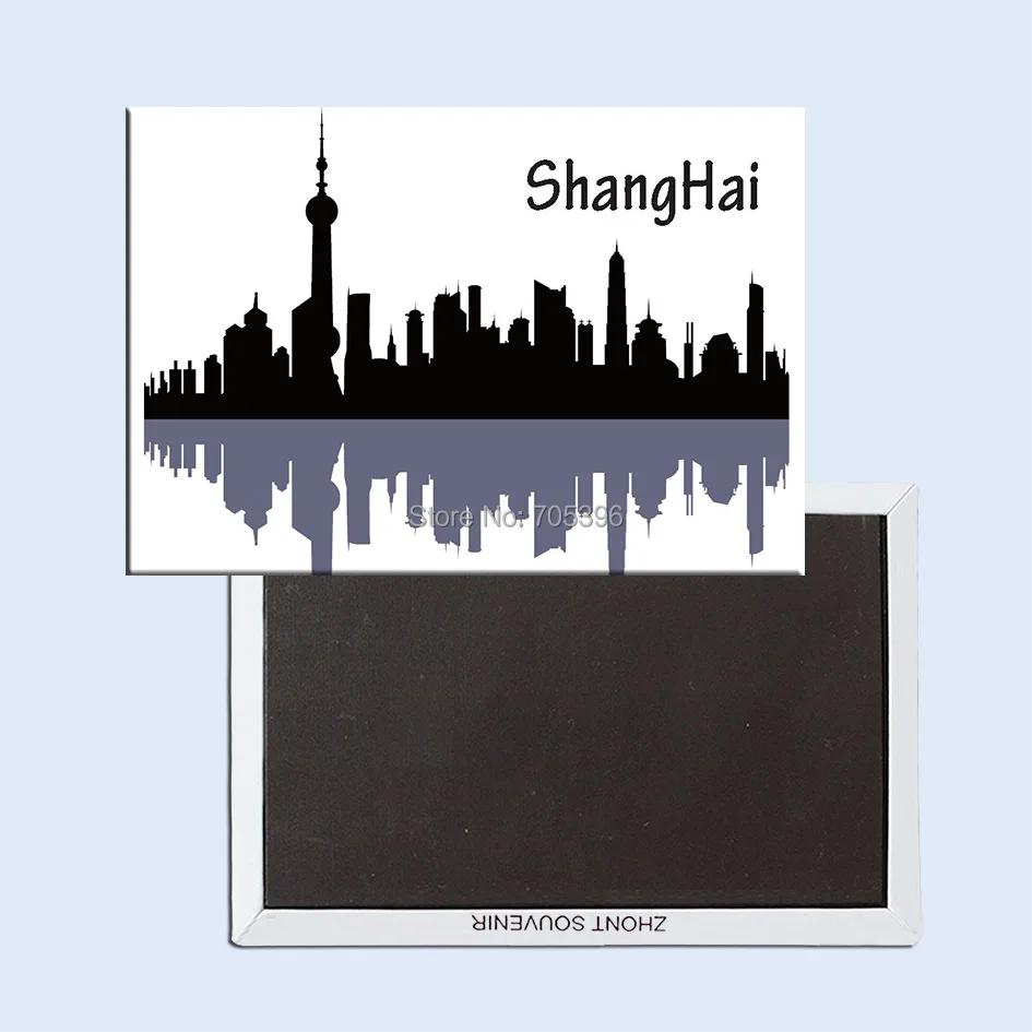 

World Souvenir Magnets ,ShangHai Skyline City View Wrapped Fridge Magnet 5702 Rigid Metal Souvenir