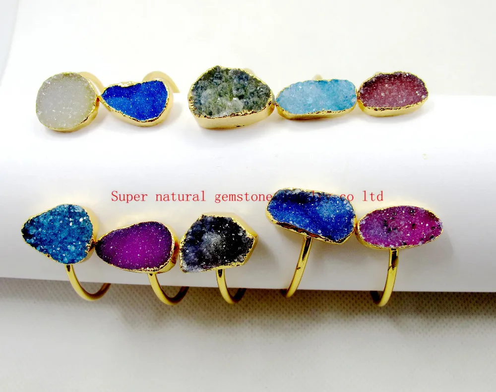 Necklace Charming Connectors 3 pcs Natural Agate Crystal Bud Bracelet Pendant Druzy Drusy Stone Connectors for jewelry Making