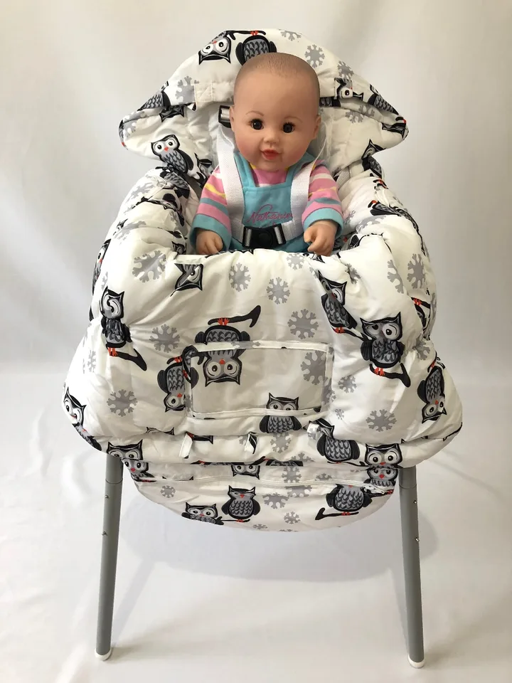 Toddlers Universal Size with Free Carry Bag White Elephant Infants Kids Portable 2-in-1 Shopping Cart /& High Chair Covers for Babies