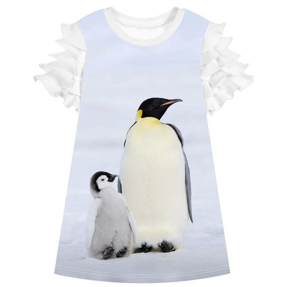 Children white dress Costume Girls Clothes fashion The penguin lovers