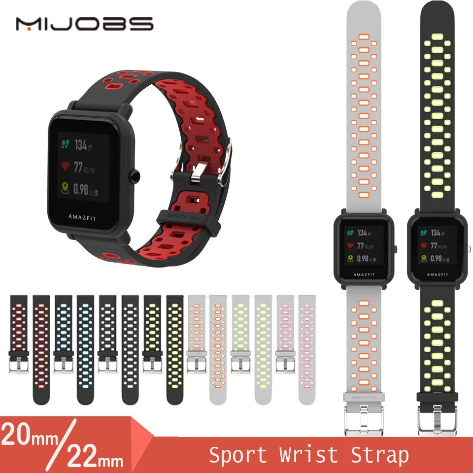 Ремешок Mijobs силиконовый для смарт-часов Xiaomi Huami Amazfit Bip 20 мм | Электроника