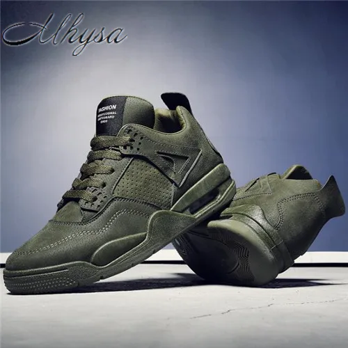 Mhysa/Новинка года; винтажная кожаная мужская модная трендовая зимняя повседневная обувь; нескользящая удобная мужская обувь; большие размеры; M073 - Цвет: Зеленый