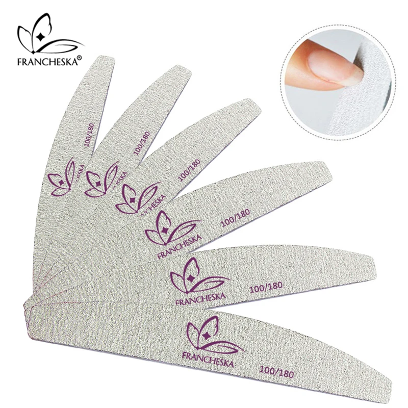 

Francheska Nail File 100/180 Sanding Buffer Block Pedicure Manicure Buffing Polish Beauty Tool Professional Nail Files Grey Boat