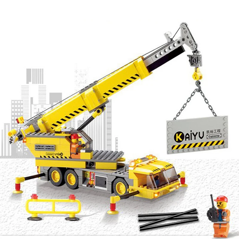 

3 Kinds Urban Engineering Heavy Crane Forklift Bulldozer Model Set Block Kit Compatible Legoings Technical City Toy For Kid Gift