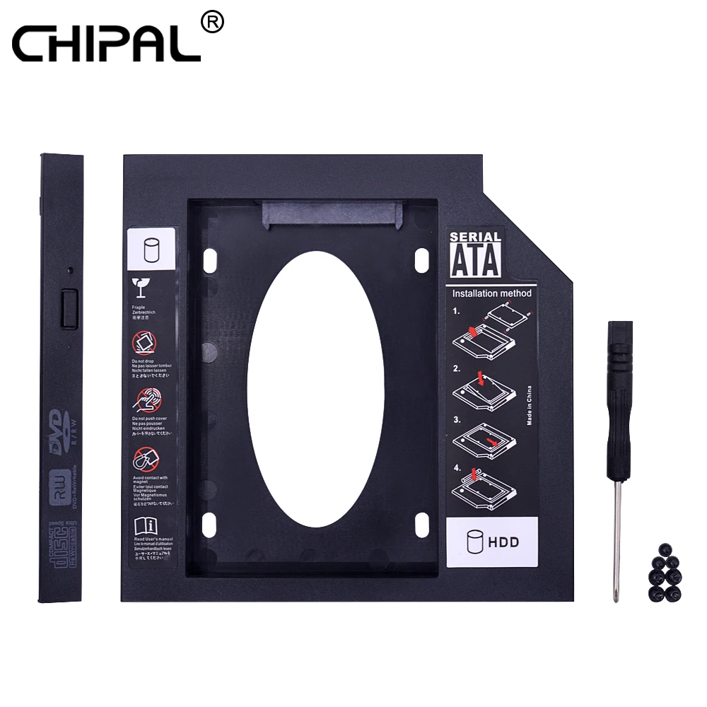 

CHIPAL 10pcs Plastic Universal 2nd HDD Caddy 12.7mm SATA 3.0 for 2.5'' Hard Disk SSD Case Enclosure for Laptop CD-ROM Optibay