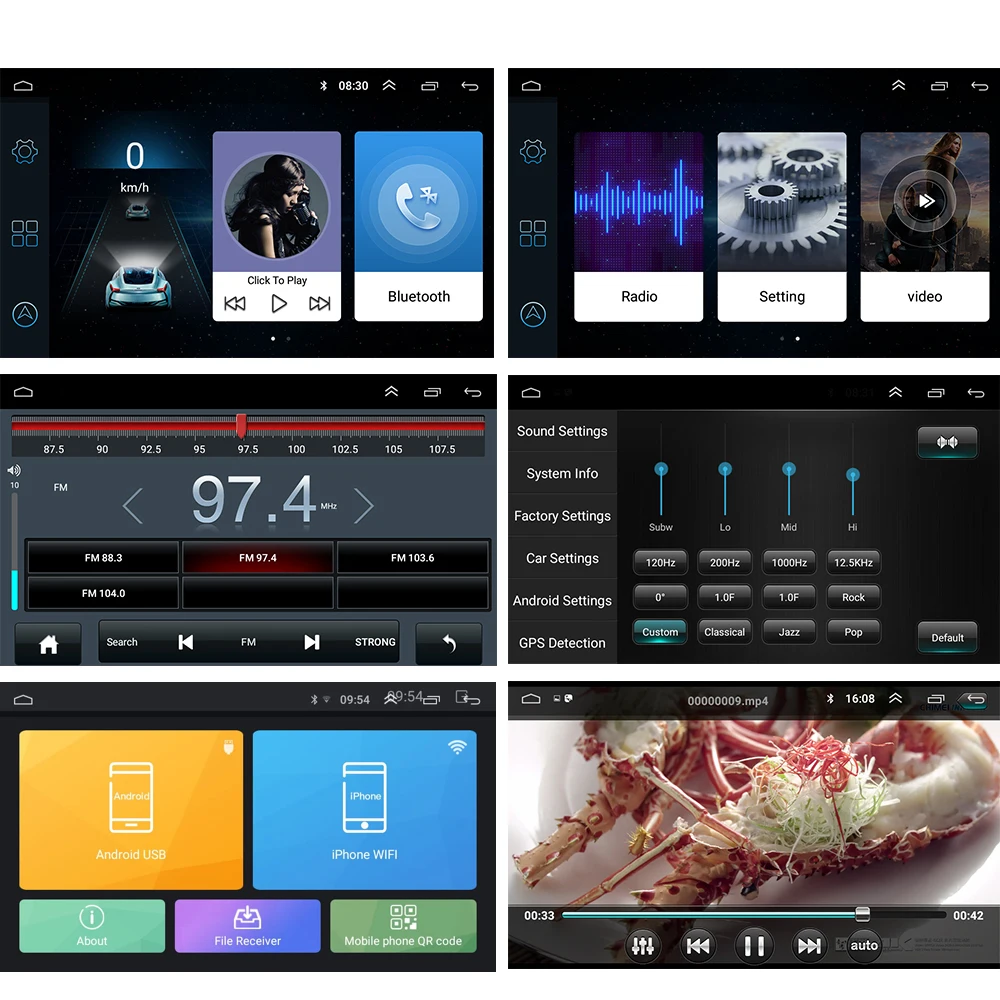  Podofo Android 2 din Car Radio Multimedia Player GPS Navigation 9