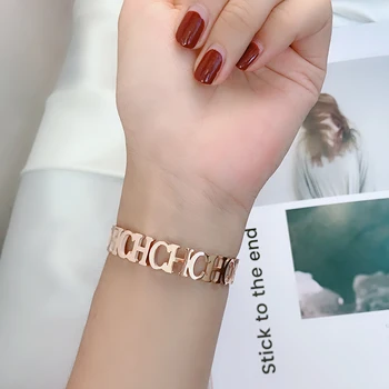 

YUN RUO 2018 New Arrival Trend Luxury Elegant Letters Bangle Rose Gold Color Titanium Steel Jewelry Woman Never Fade Chic style