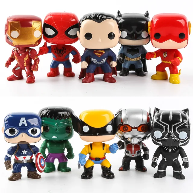 funko pop 10pcs set dc justice league marvel avengers hulk iron