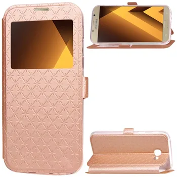 

50pcs/lot Window Lozenge Card TPU housing wallet case cover for Samsung Galaxy A3 A5 A7 2017 A320 A520 A720 leather cover case