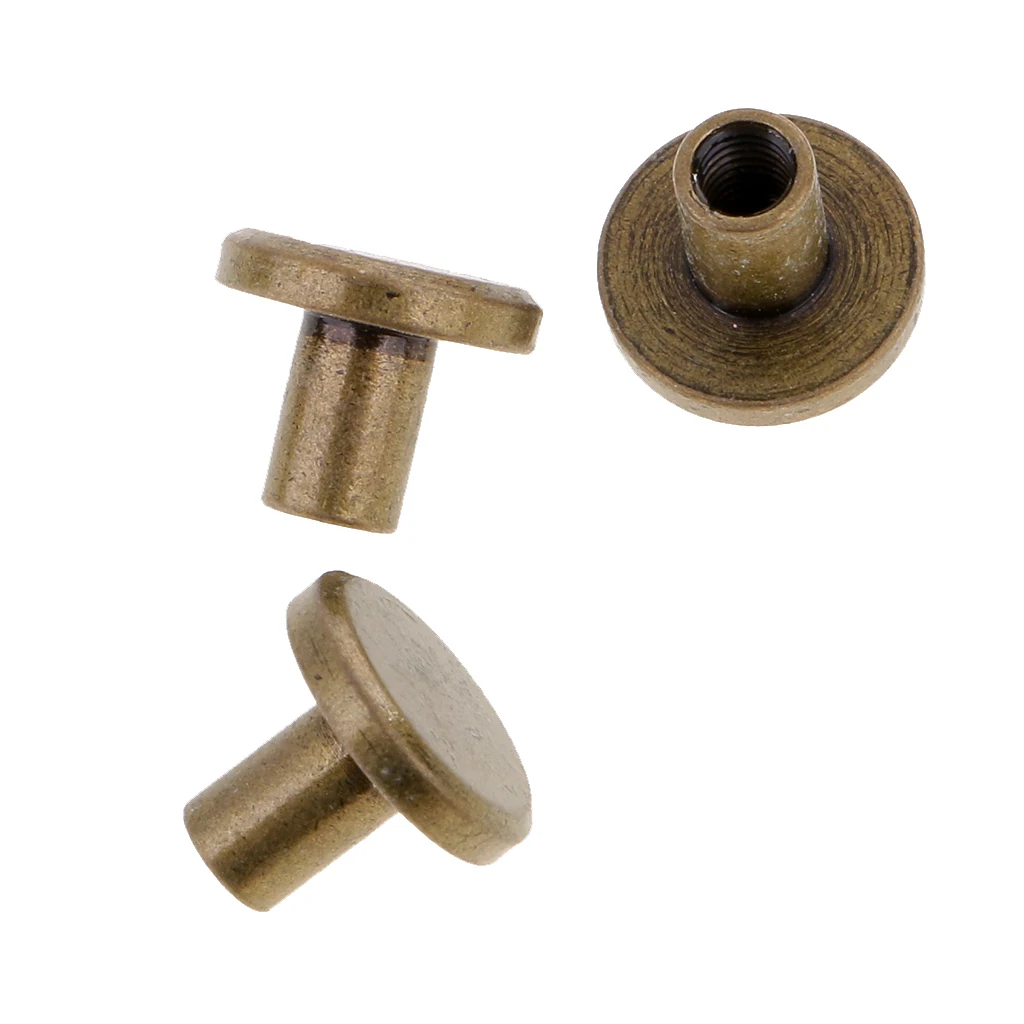 20 Sets 8mm Solid Brass Round Rivet Screw Studs for DIY Leathercraft Accessories