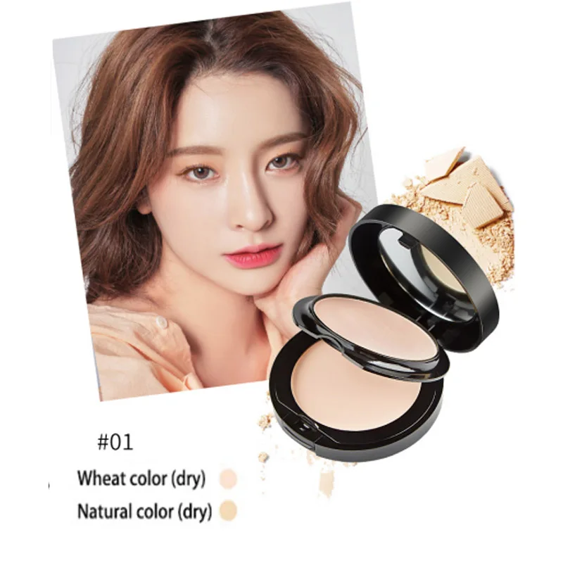 LIDEAL Girl heart silk feeling meticulous natural powder cake Concealer oil control dry wet dual-purpose powder durable makeup - Цвет: 01