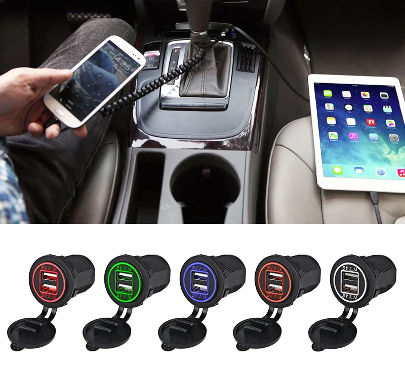 

Urbanroad USB Charger for Motorcycle Auto Truck ATV Boat 4.2A LED Car Dual USB Socket Charger Power Adapter Outlet Power 12-24V