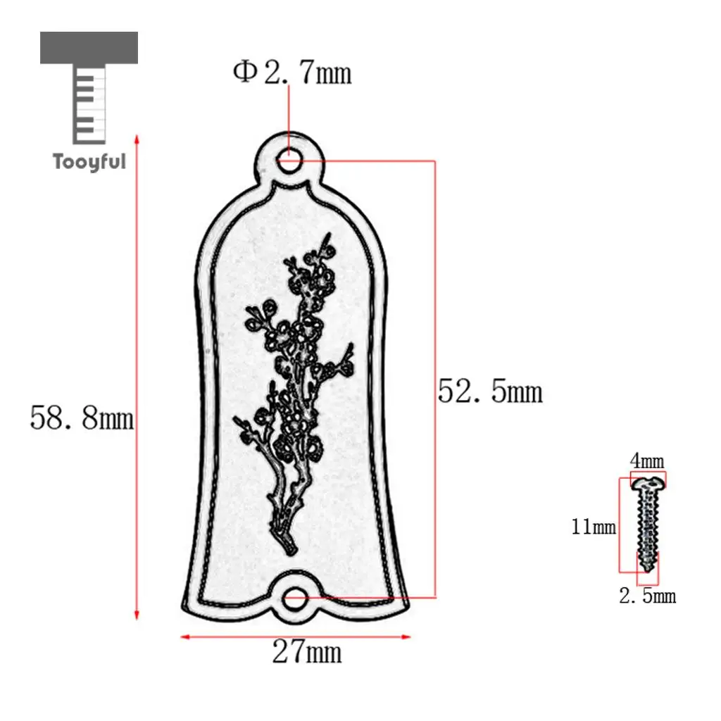 Tooyful Durable DIY Alloy Flower Pattern Truss Rod Cover Set for LP Electric Guitar Replacement Parts