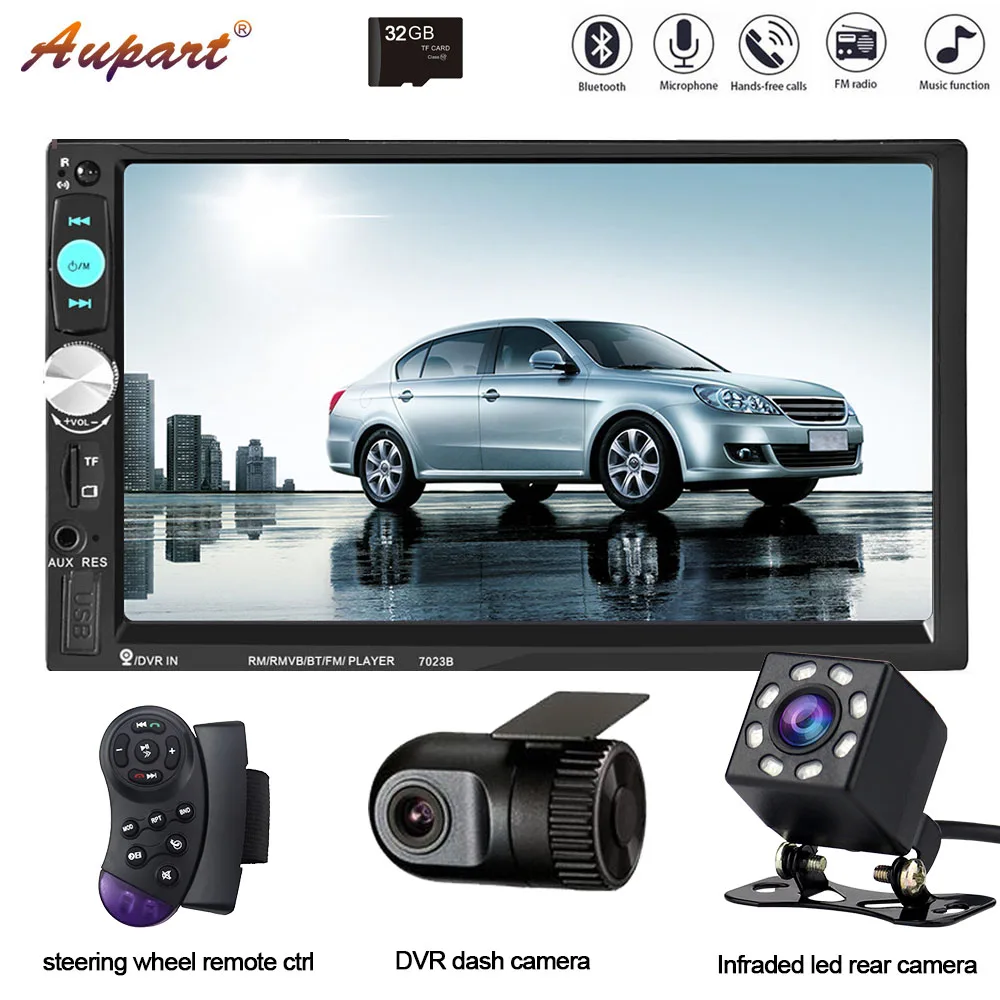 

2 din radio car 7'' multimedia player with rear view camera 2din central multimidia bluetooth touch screen AUX MP5 in dash wheel