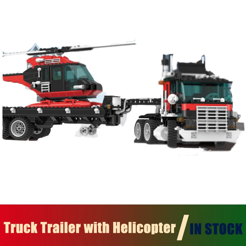 

Compatible Lego Technic 5590 Models Building Toy Truck Trailer with Helicopter 1175pcs 21016 Building Blocks Toys & Hobbies
