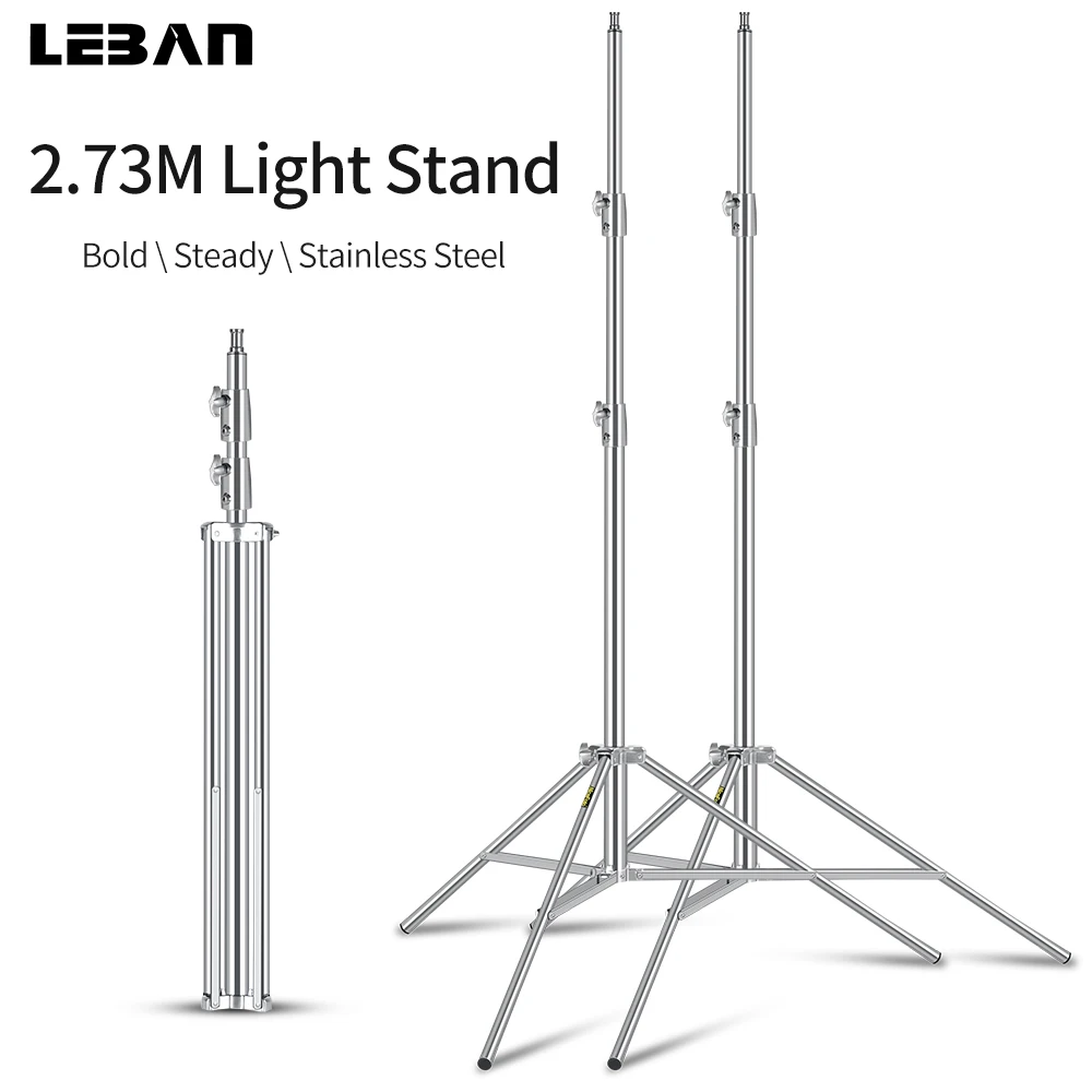 

2pcs 2.73M Stainless Steel Heavy Duty Light Stand for Studio Photo Video Light Softbox Reflector for Professional Photography