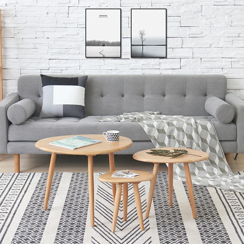 Small coffee table combination oak wood corner modern minimalist creative oval solid wood sofa side table Small coffee table combination oak wood corner modern minimalist creative oval solid wood sofa side table