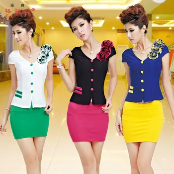 

2 piece set women 2015 new women Slim sexy sauna technician clothing foot technician uniforms wholesale crop top and skirt set