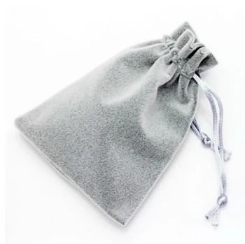 

High Quality 9x12cm Silver Gray Drawstring Soft Thicken Velvet Bag Pouch For Jewelry Christmas Packaging Gift Bags 50pcs/lot