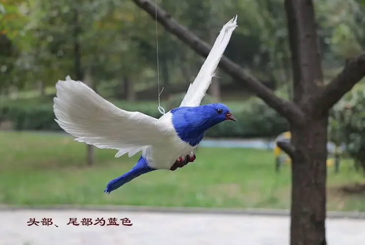 

new simulation dove hard model polyethylene&furs wings blue dove toy gift about 36x28cm s2905