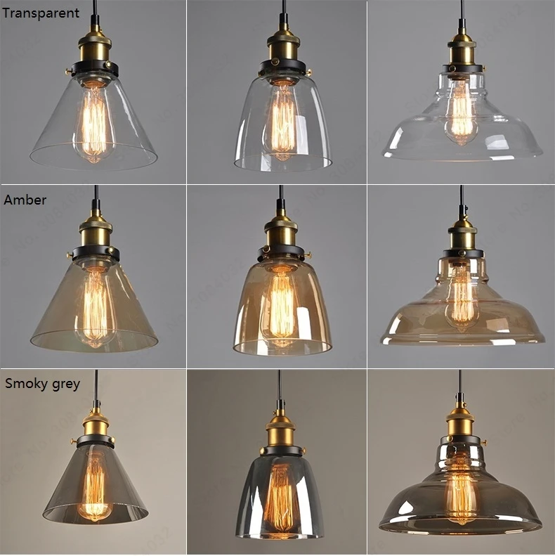  BDBQBL LED Loft Vintage Hang lamp Pendant Lights Hang lamp Glass Rope Industrial Smoky Grey Colgant - 4000033005149