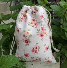 Vintage Flower Linen Candy Gift Pouch 8x10cm 9x12cm 10x15cm 13x17cm pack of 50 Baby Shower Birthday Party Favor Jute Bag