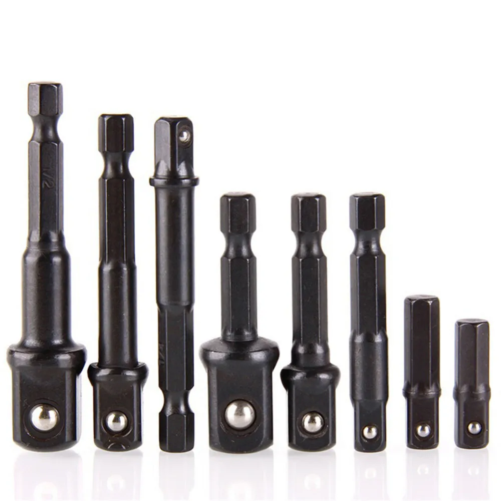 8 pcs 1/4" Hex Shank to Impact Driver Drill Bits Bar Socket Adapter Set Hex Shank Steel Ball
