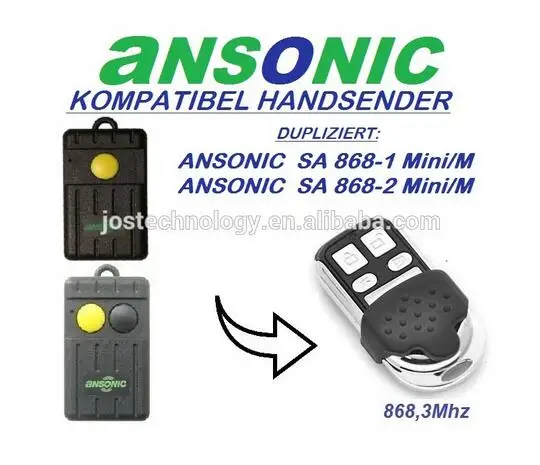 

Ansonic SA868-1mini/M,SA864-2mini/M Cloning replacement Remote Control Duplicator 868,3 MHz