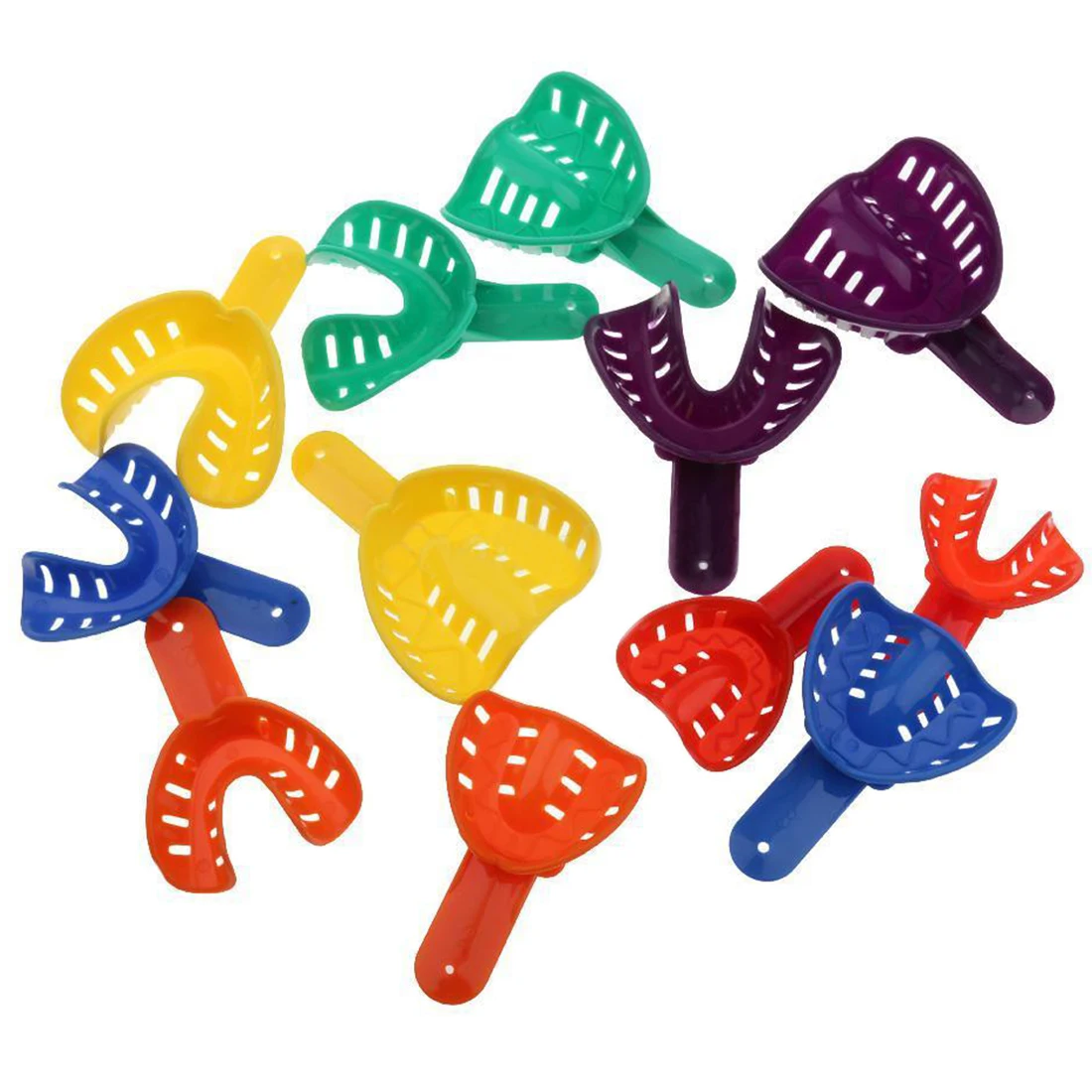 

12pcs Tooth correction/consolidateTools Colorful Dental Impression Trays Plastic Materials Teeth Holder Dental Central support