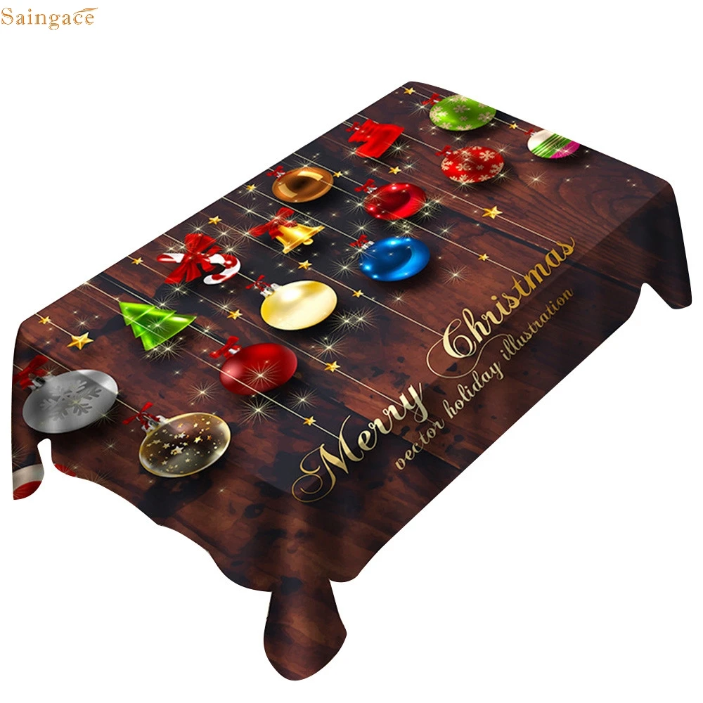 Saingace Black Christmas Tablecloth Dustproof Table Cover X mas