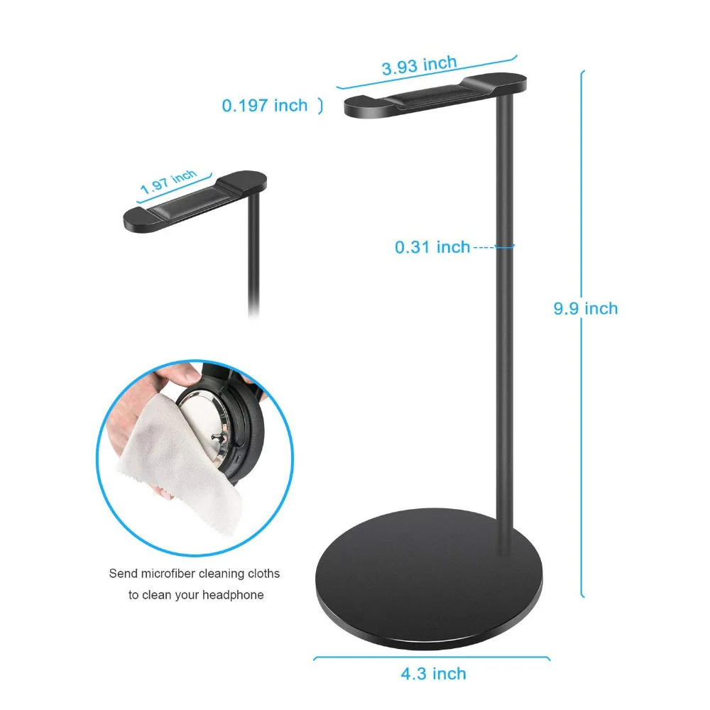 Headphone Stand Headset Holder New bee Universal Aluminum Alloy Headset Stand Hanger for All Headphone Sizes Black 