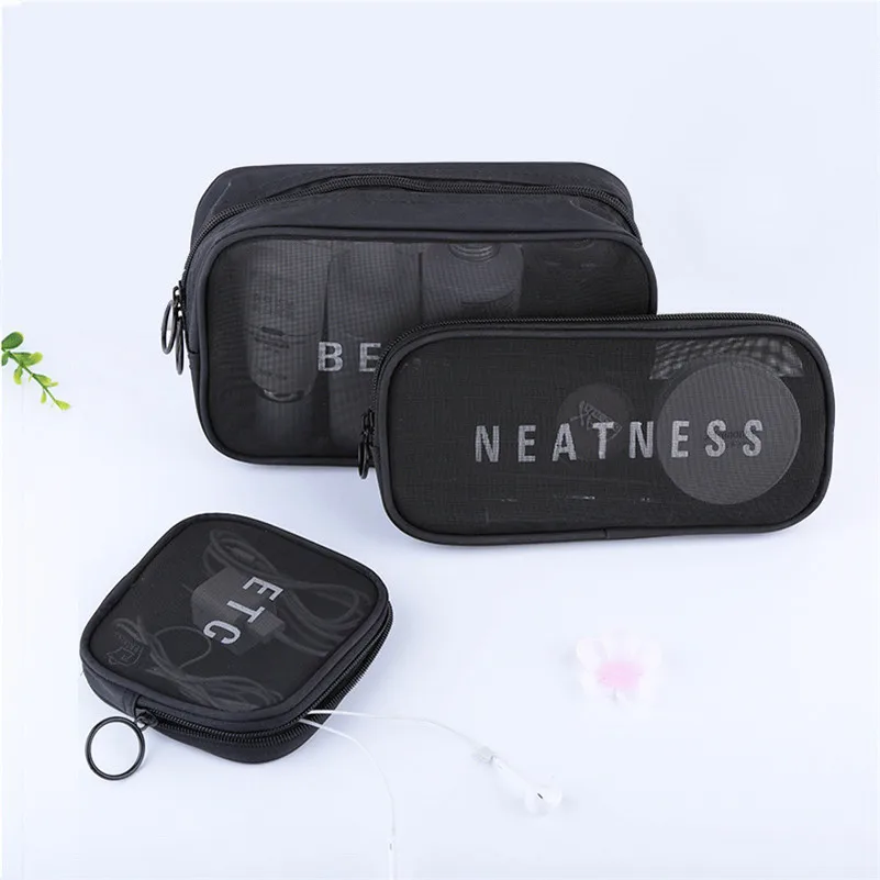 

Nylon Mesh Makeup Cases And Bags Short Travel Toiletry Bags Waterproof Women's Cosmetic Bag For Cosmetics Small Make Up Package
