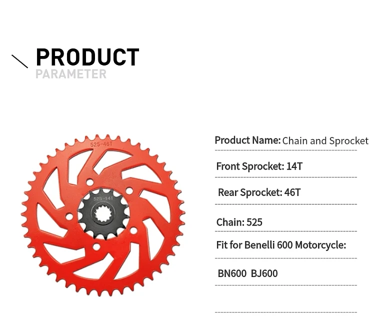 525 14T 46T 600CC мотоциклетные передние и задние звездочки Набор Для Бенелли 600 BN600 BJ600 BN BJ 600 525 14T 46T# c